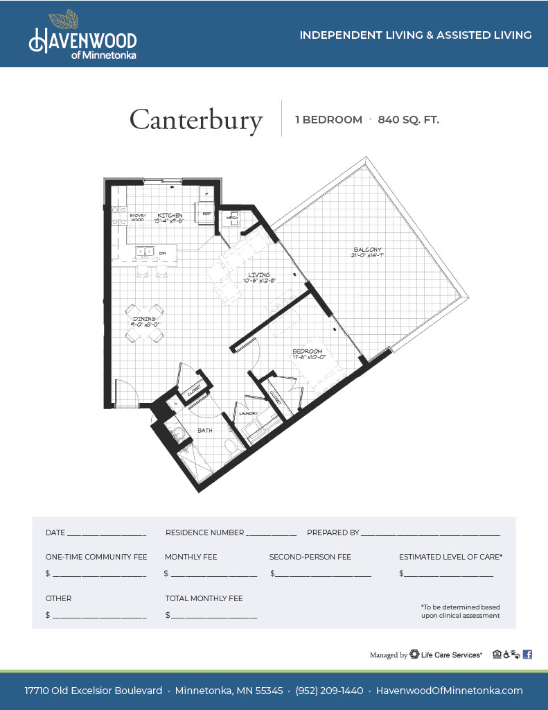 Havenwood of Minnetonka Canterbury floor plan